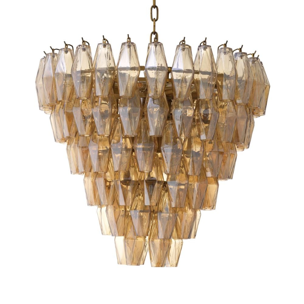 Benini Chandelier in Amber Glass - Small