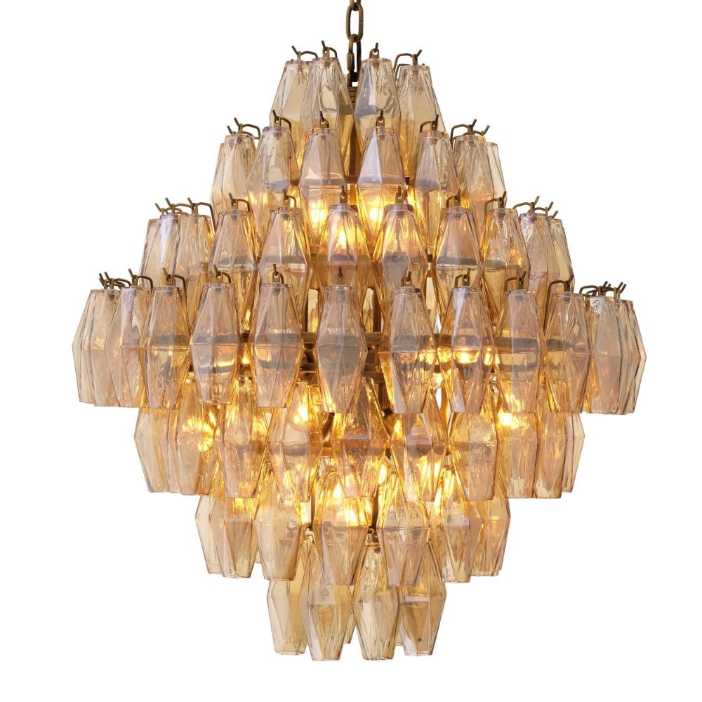 Benini Chandelier in Amber Glass - Large