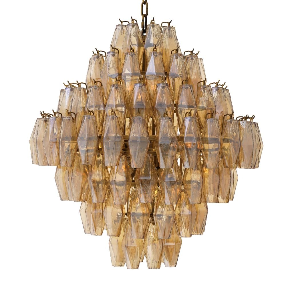Benini Chandelier in Amber Glass - Large