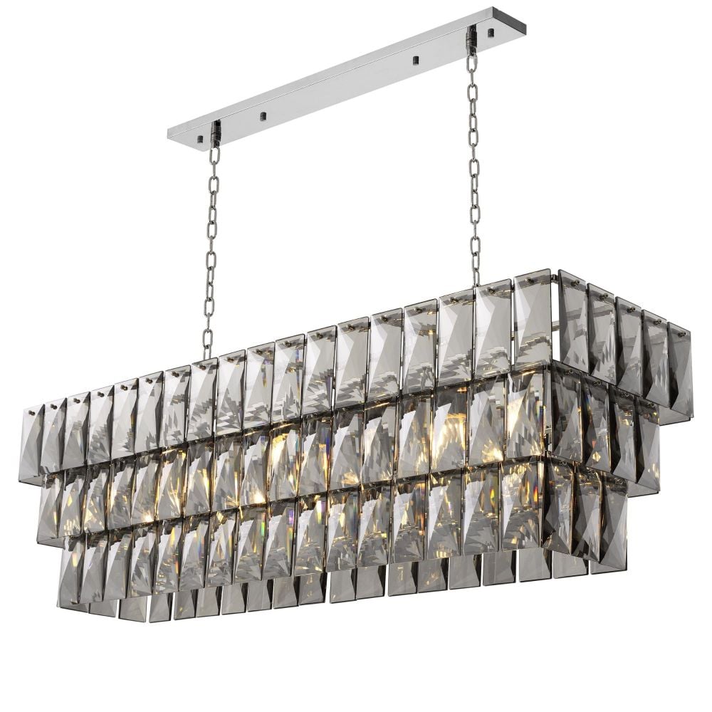 Amazone Chandelier Rectangular in Smoke