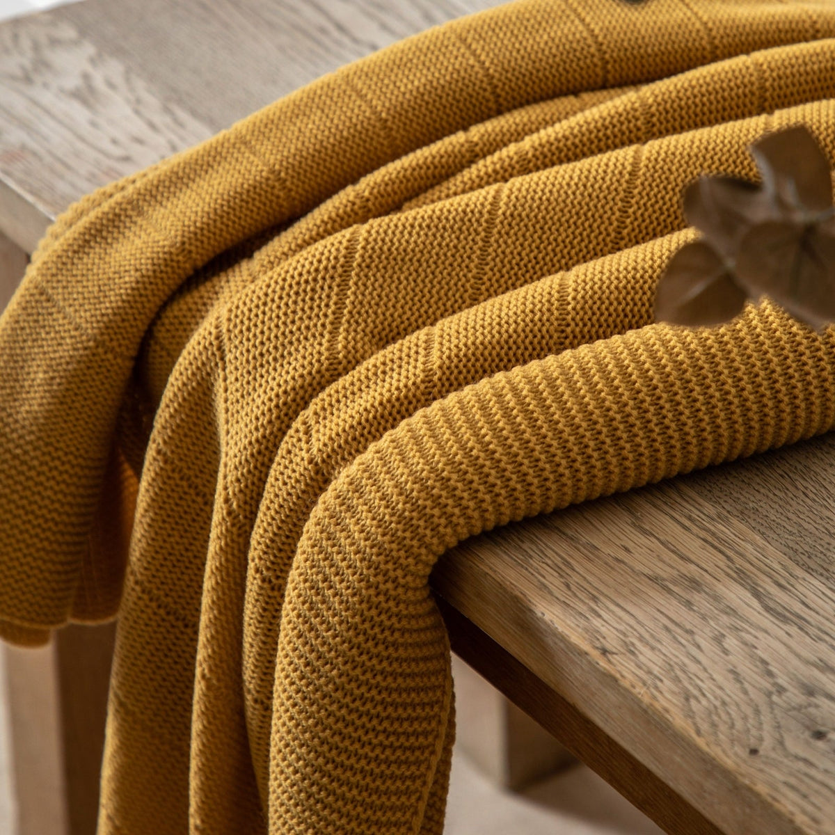 Florence Knit Throw in Mustard