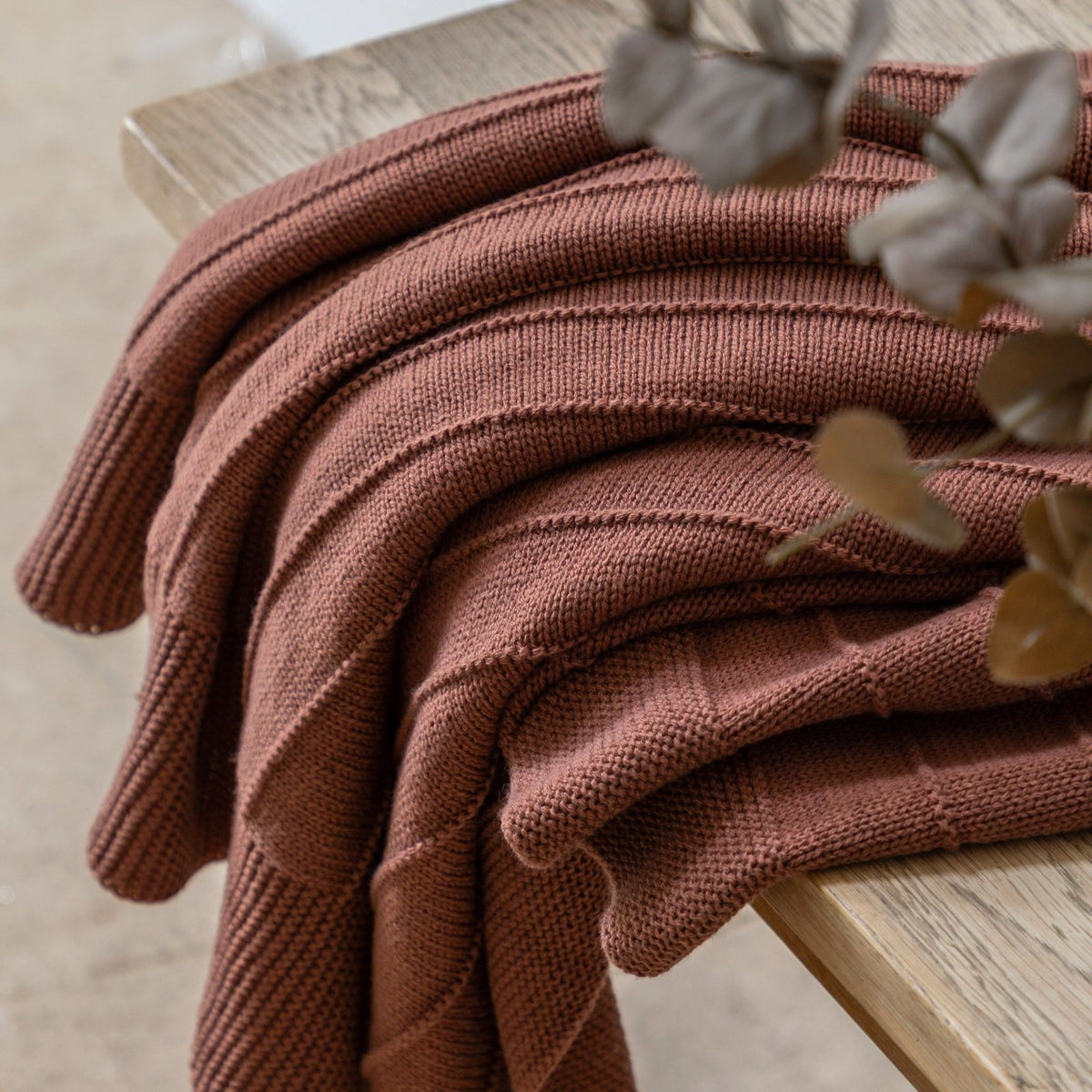 Florence Knit Throw in Nutmeg