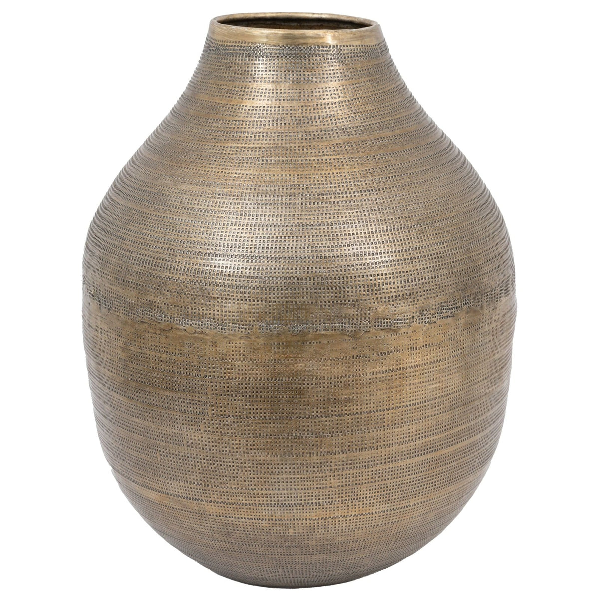 Zahara Hammered Metal Vase Antique Brass Small
