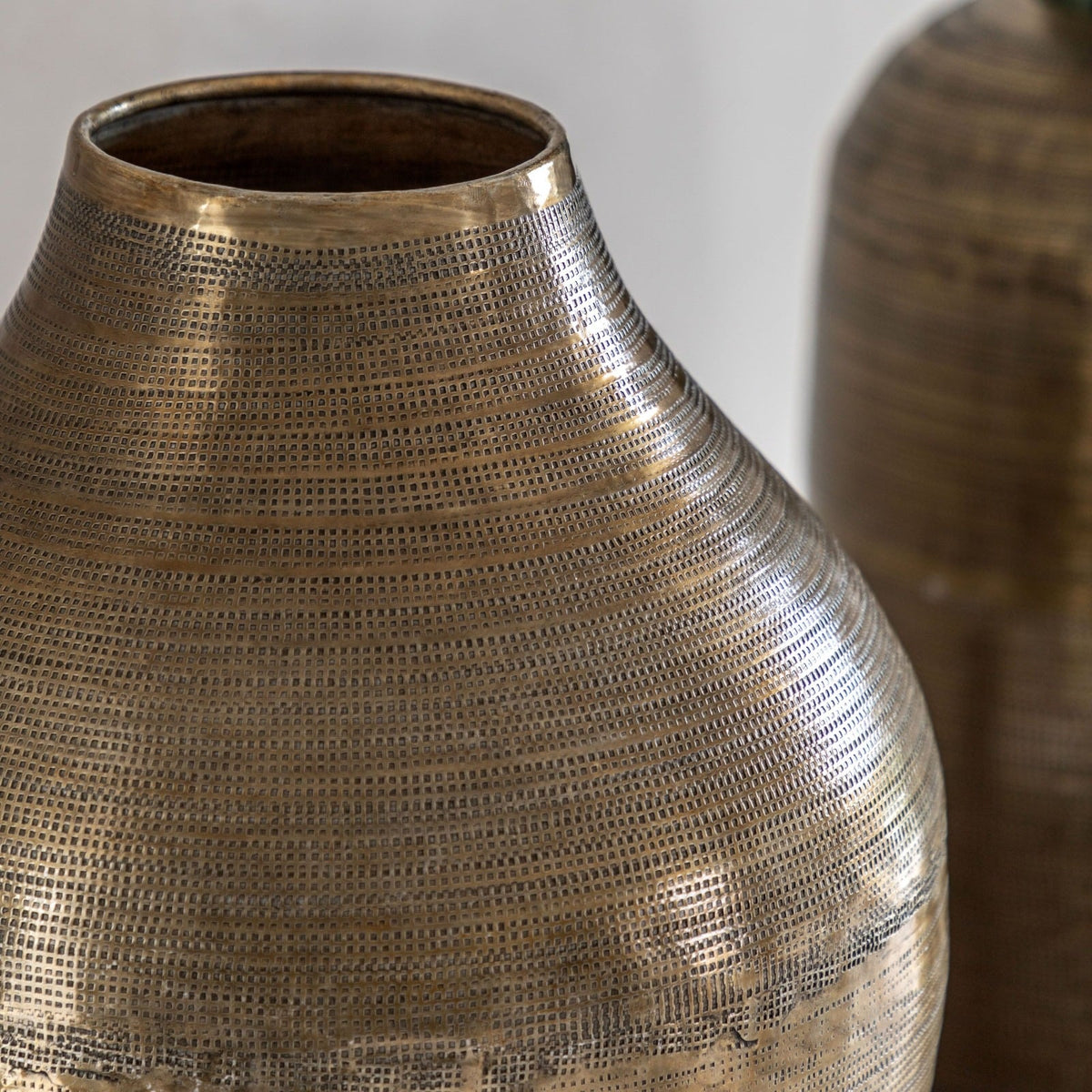 Zahara Hammered Metal Vase Antique Brass Small