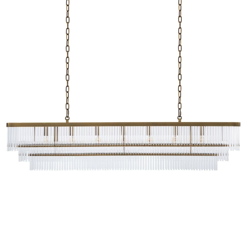 East Rectangular Chandelier in Brass