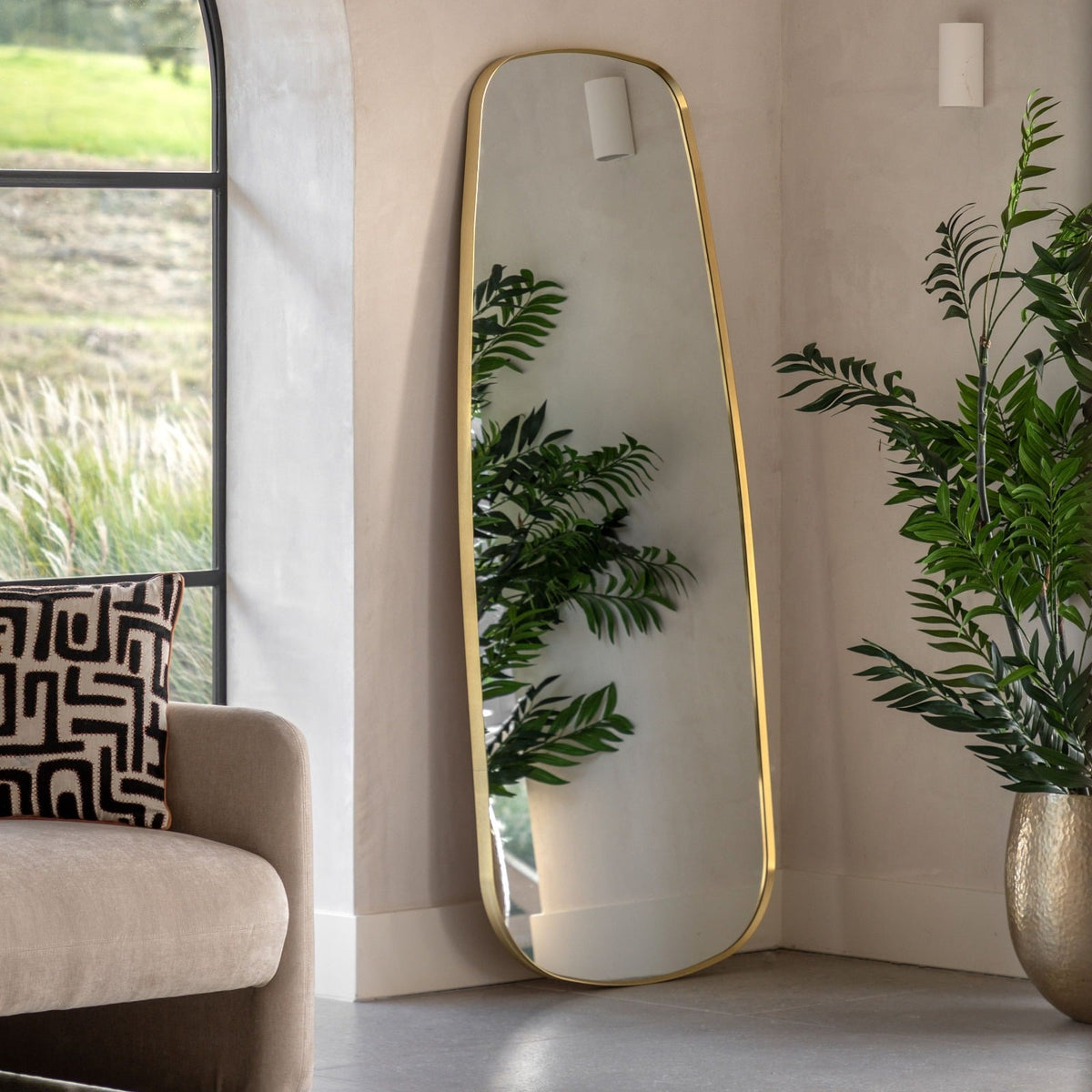 Holworth Shaped Leaner Mirror Gold