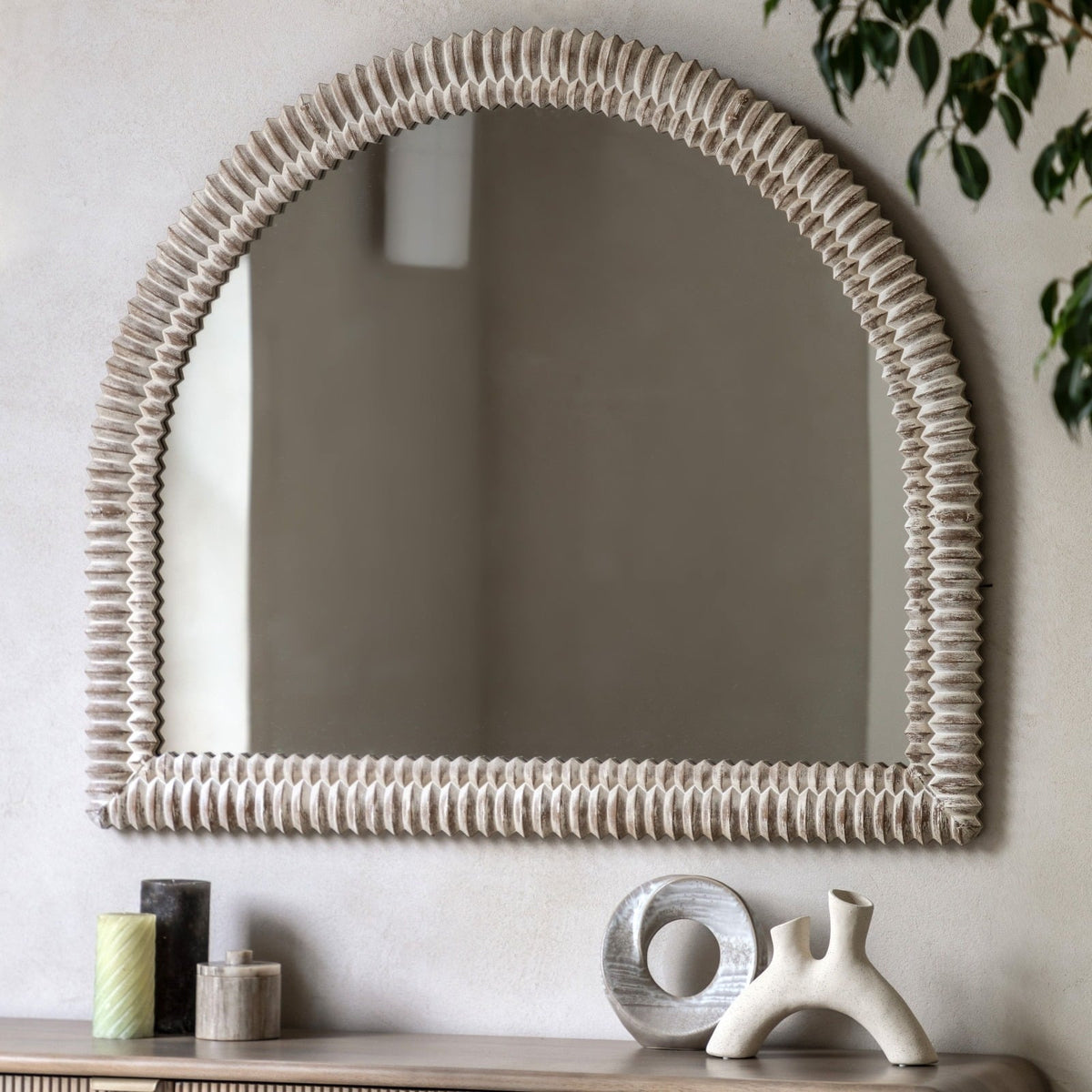 Pimlico Arch Overmantle Mirror White Wash