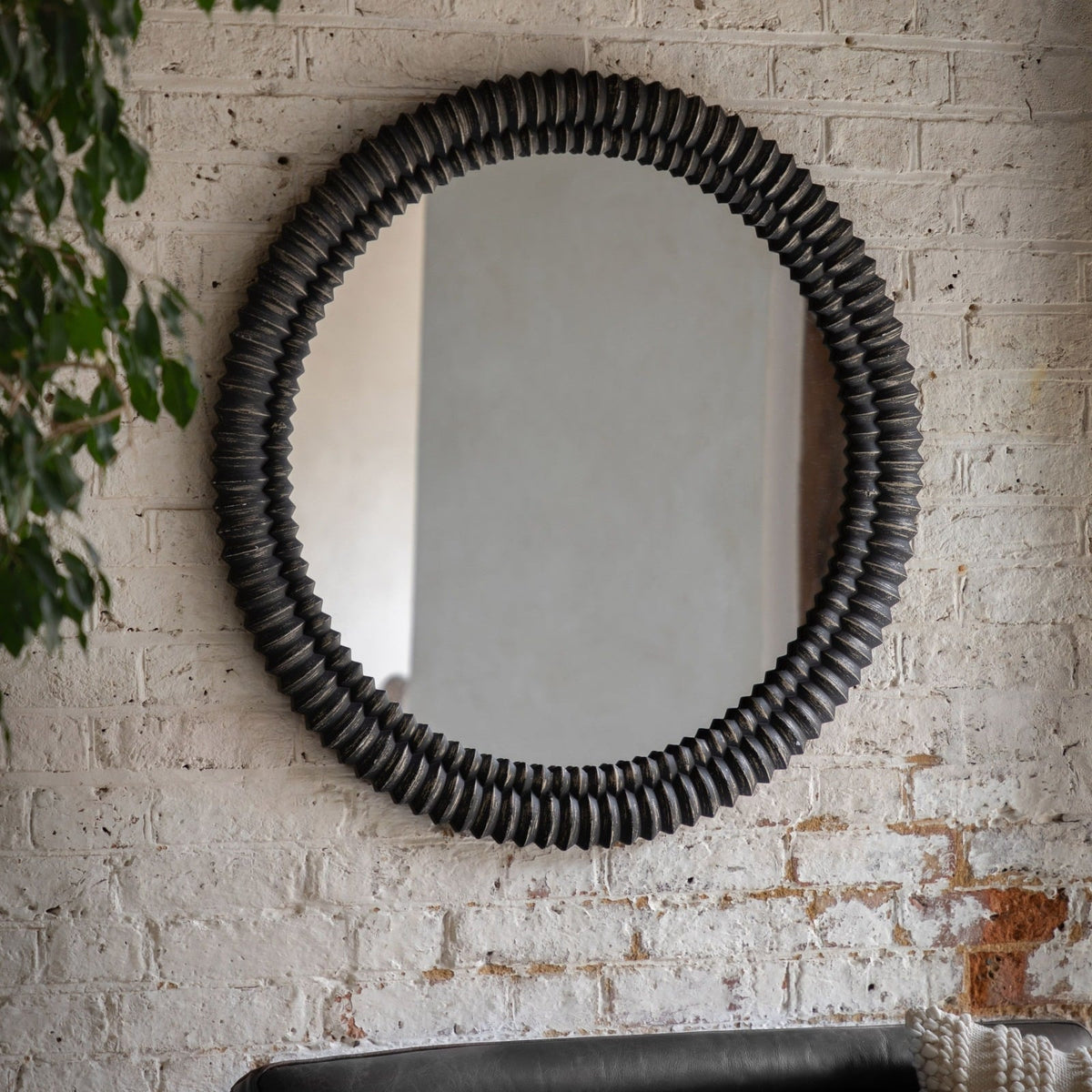 Pimlico Round Mirror Black Wash 90cm