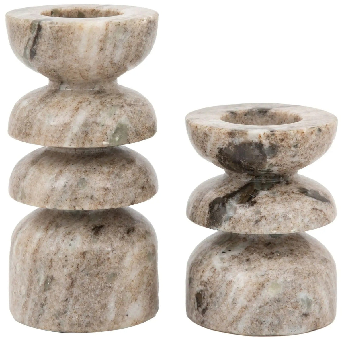 Azuaga Marble Candlestick in Sandstone Set of 2