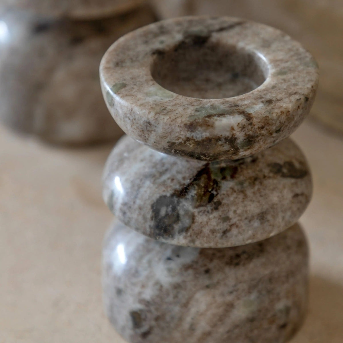 Azuaga Marble Candlestick in Sandstone Set of 2