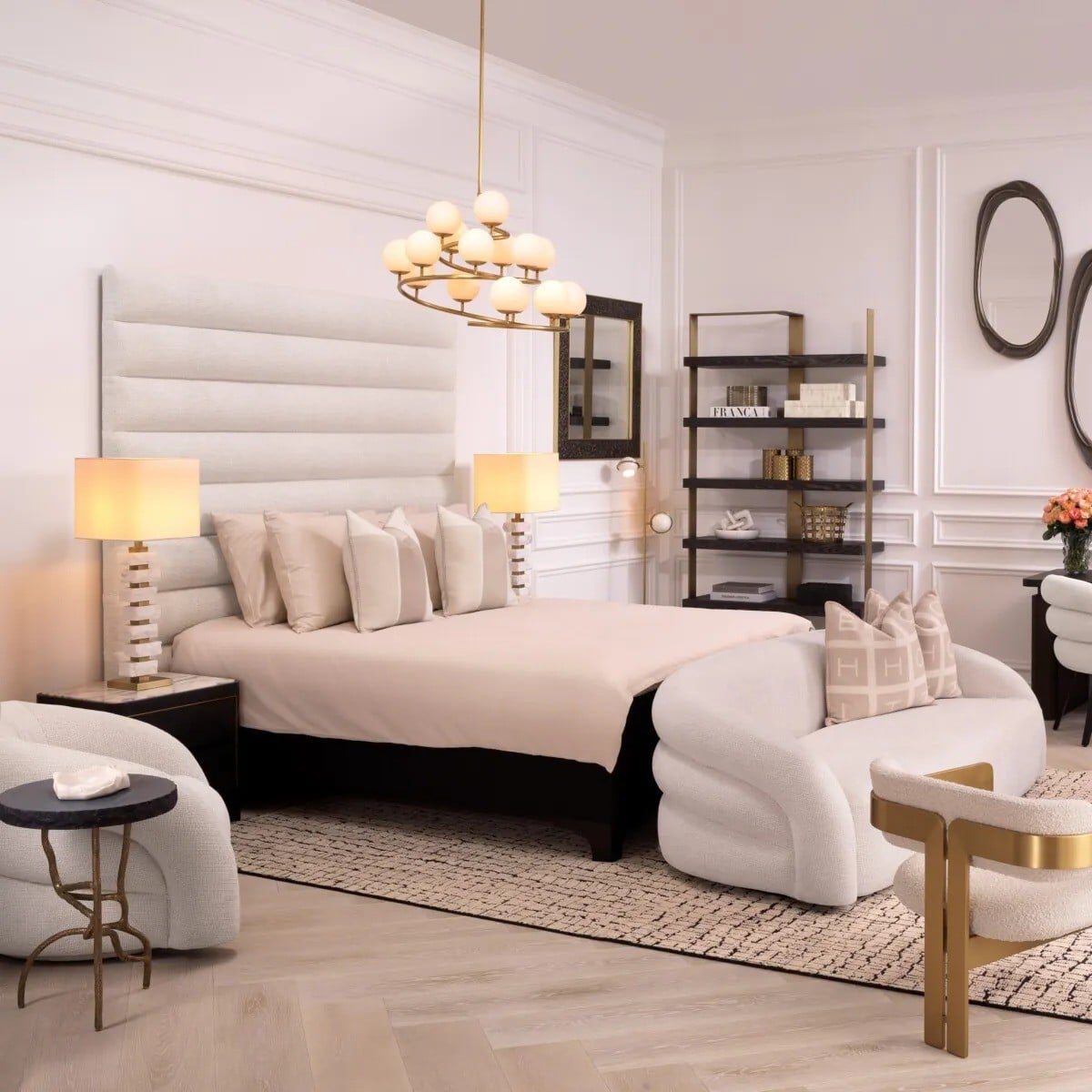 Geo Tall Open Shelving Unit in Brass