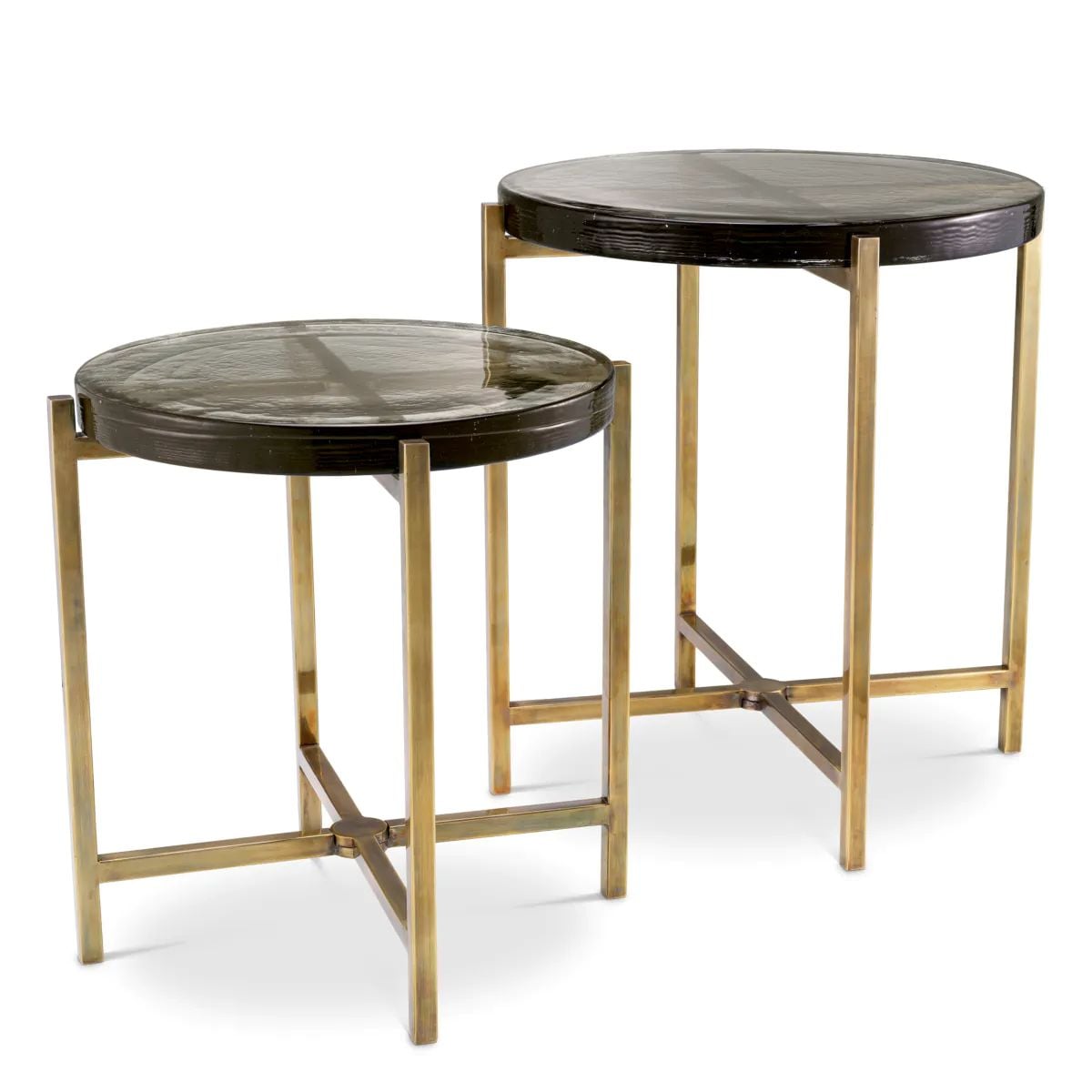 Haymann Side Table in Hand Made Glass and Brass - Set of 2