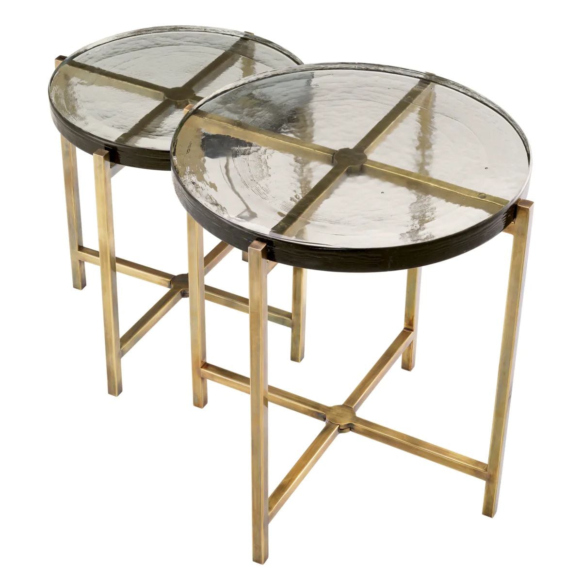 Haymann Side Table in Hand Made Glass and Brass - Set of 2