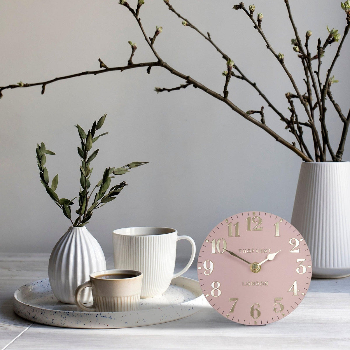 Arabic Mantel Clock in Blush Pink