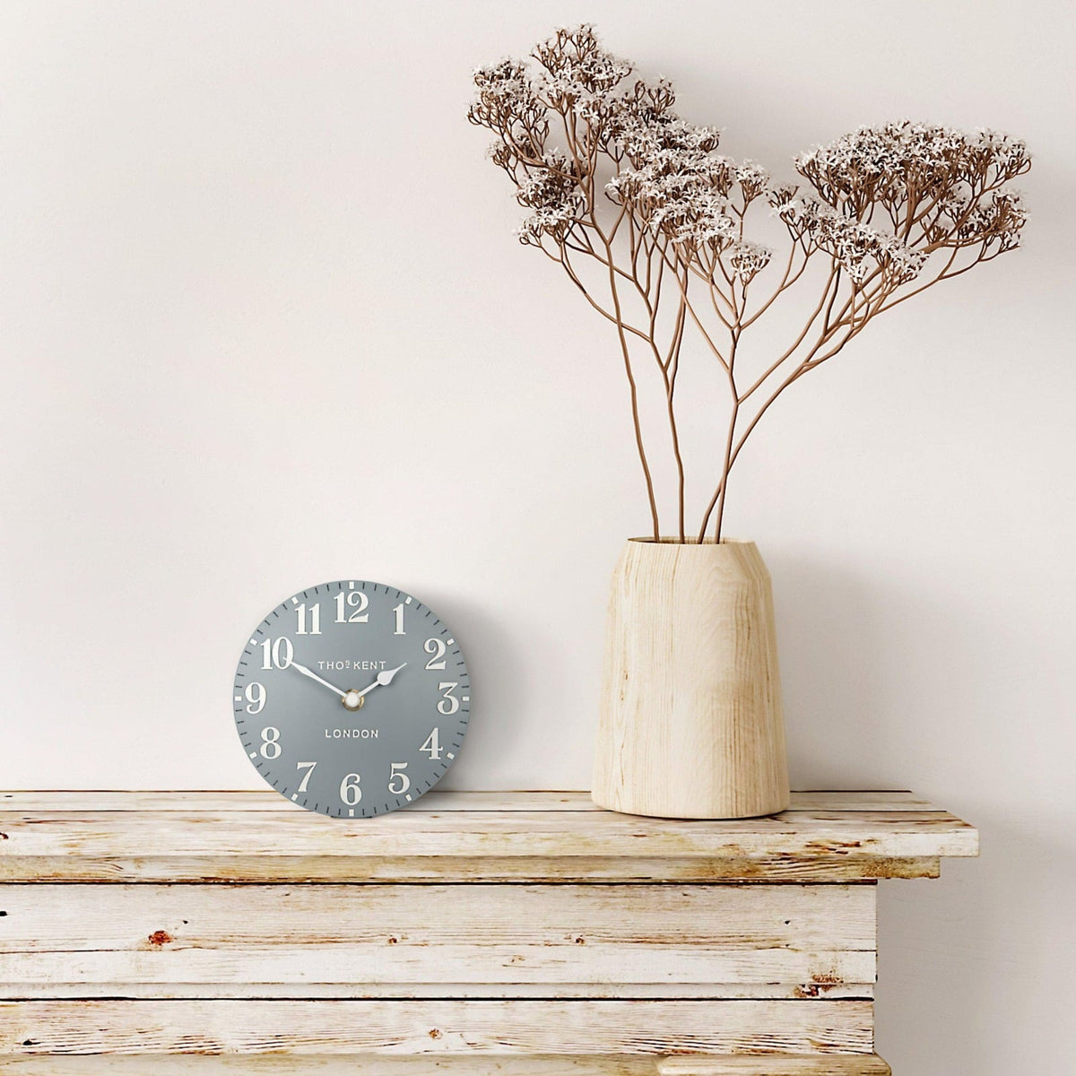 Arabic Mantel Clock in Flax Blue