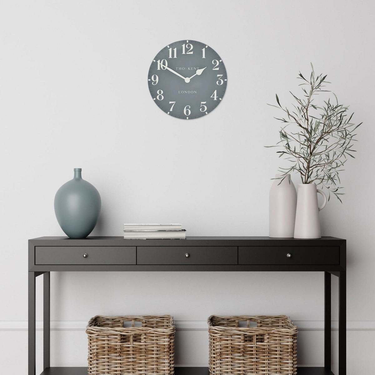 Arabic Wall Clock in Flax Blue - Small