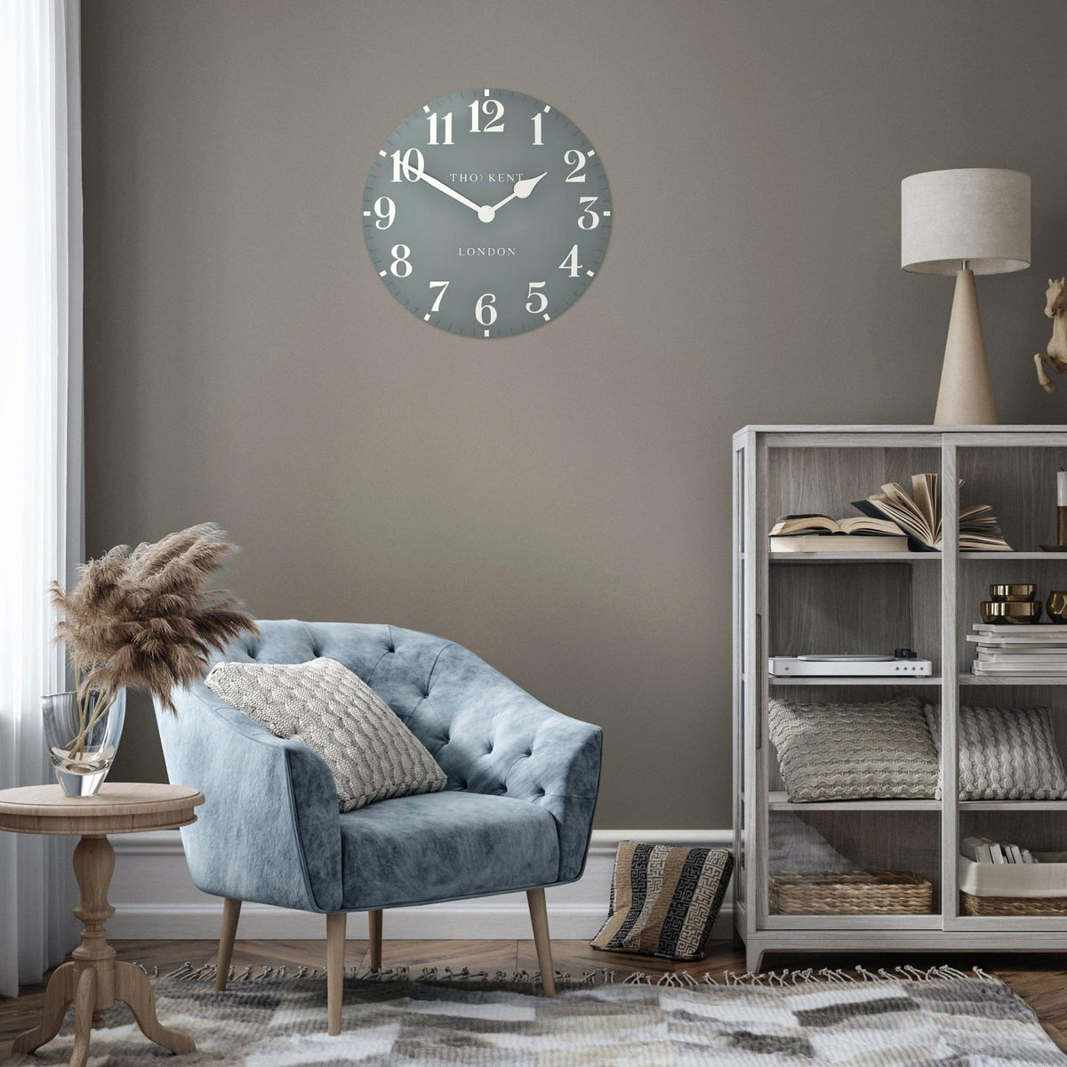 Arabic Wall Clock in Flax Blue - Large