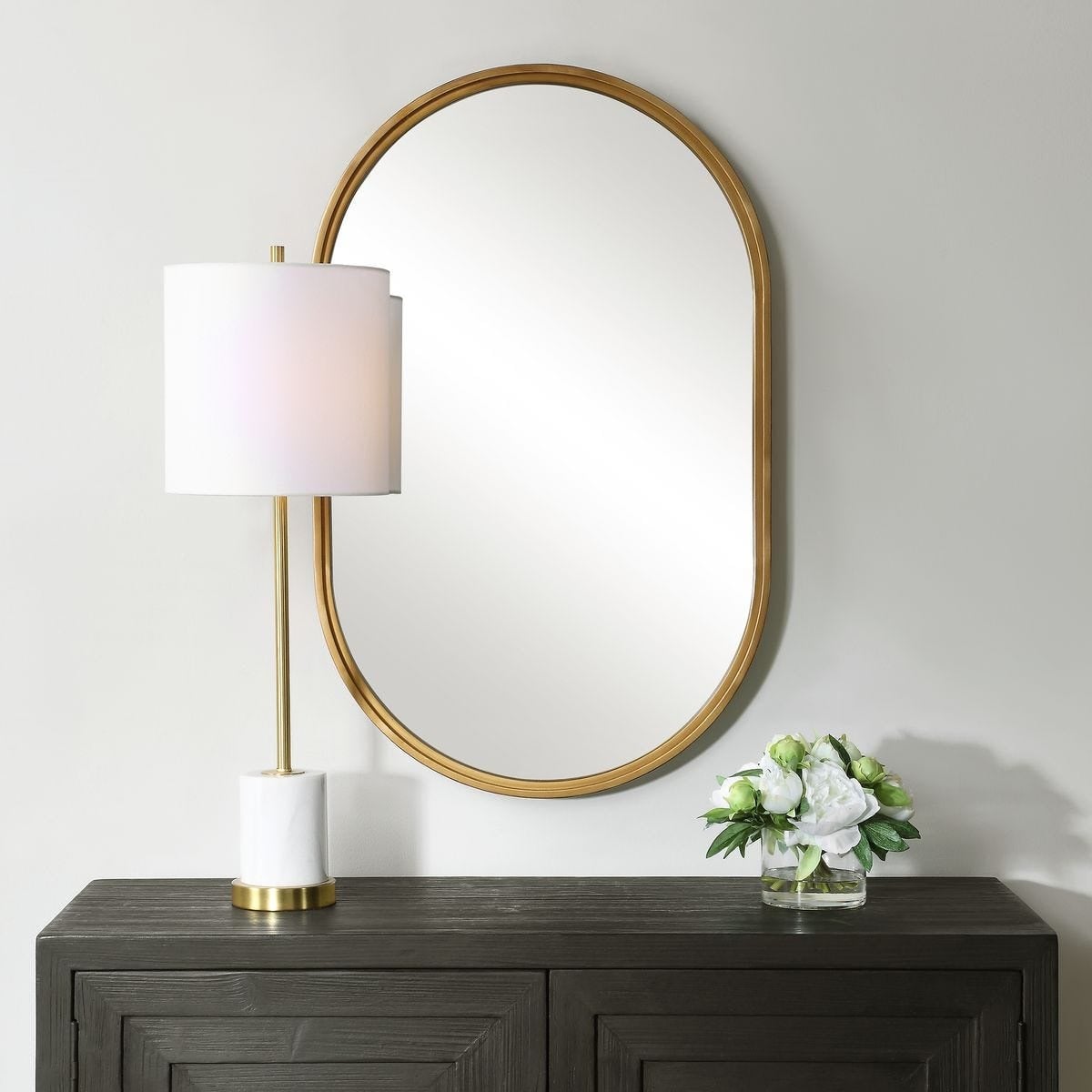 Brushed Gold Pill Mirror