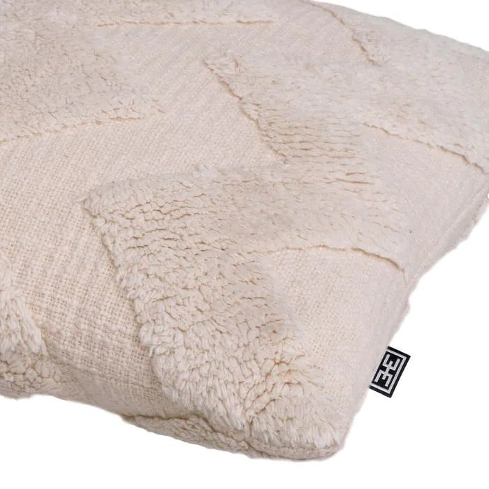 Cotton Cushion Mynos with Fleece Detailing Off White - Small