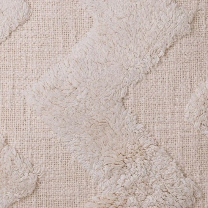 Cotton Cushion Mynos with Fleece Detailing Off White - Small