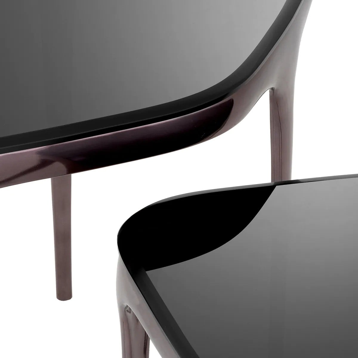 Deacon Side Table in Black Nickel and Smoke Glass - Set of 2