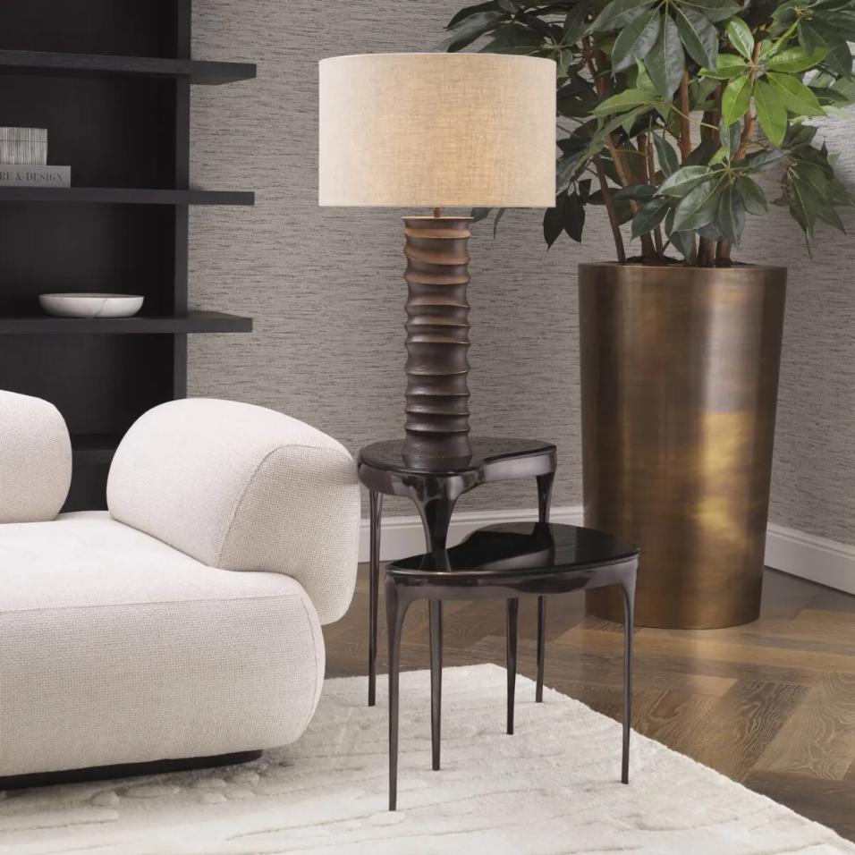 Zena Nest of Tables in Black Nickel & Smoke Glass - Set of 2