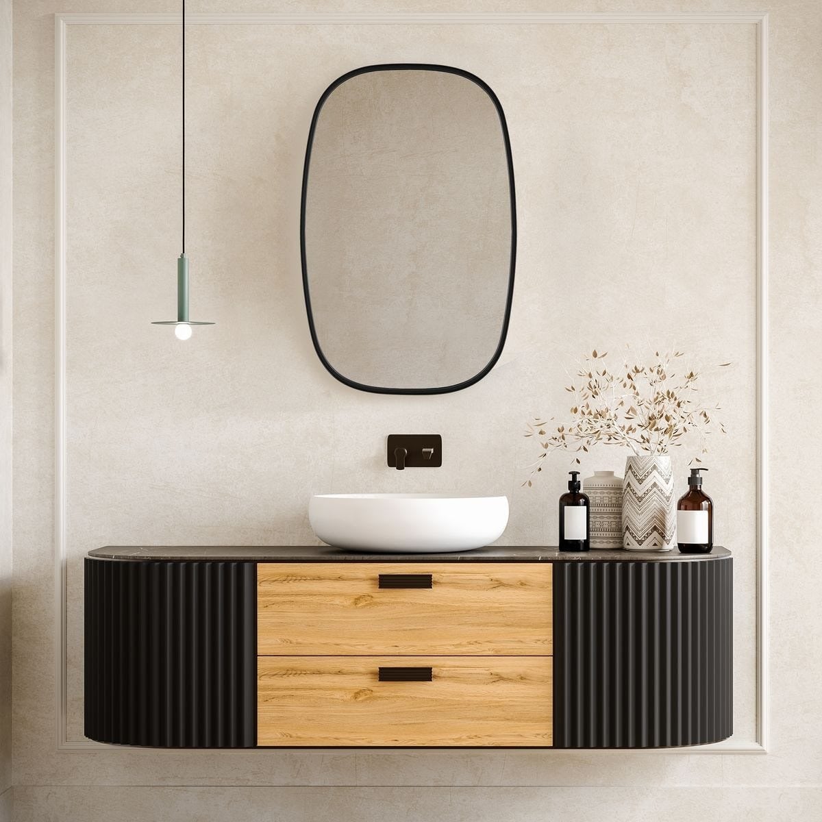 Jackson Oval Mirror in Black