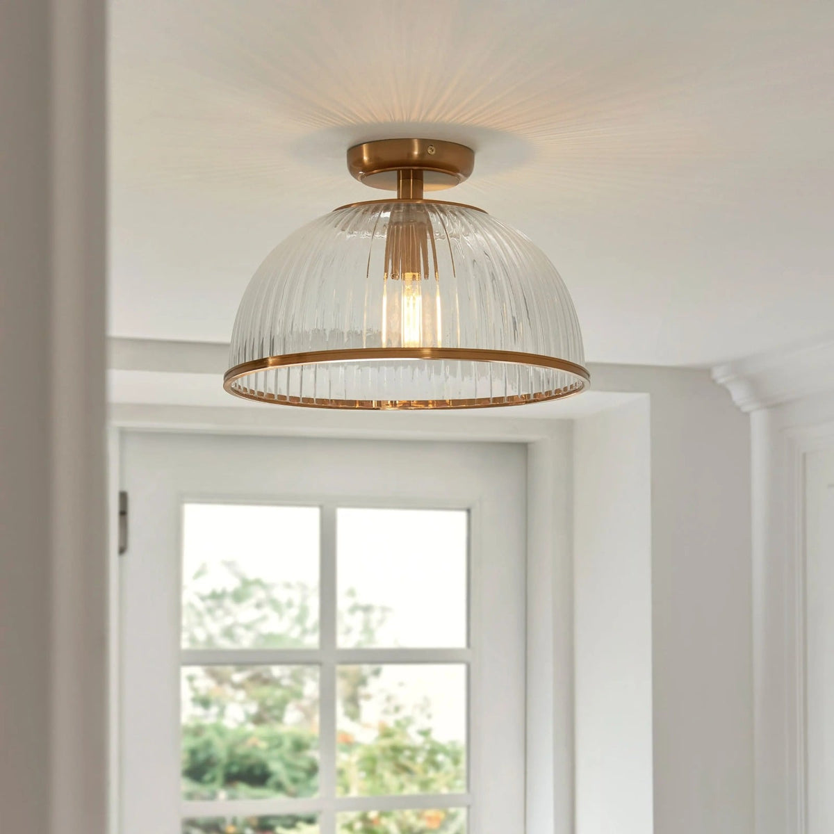 Sabrina Domed Ceiling Light in Vintage Brass