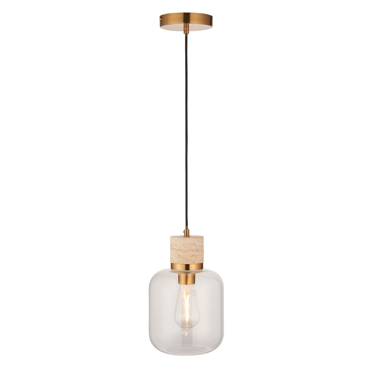Tilbury Pendant Light in Natural Travertine