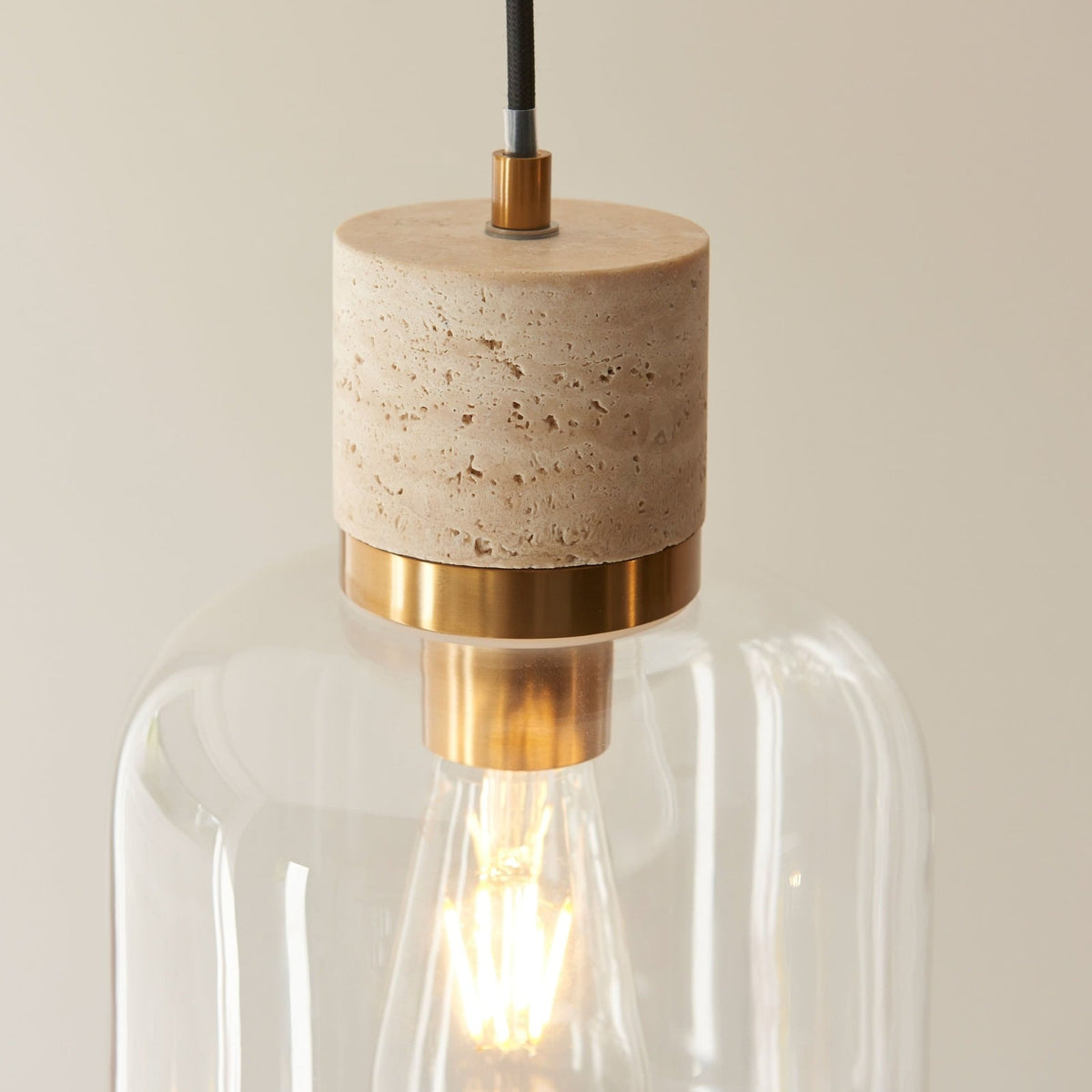 Tilbury Pendant Light in Natural Travertine