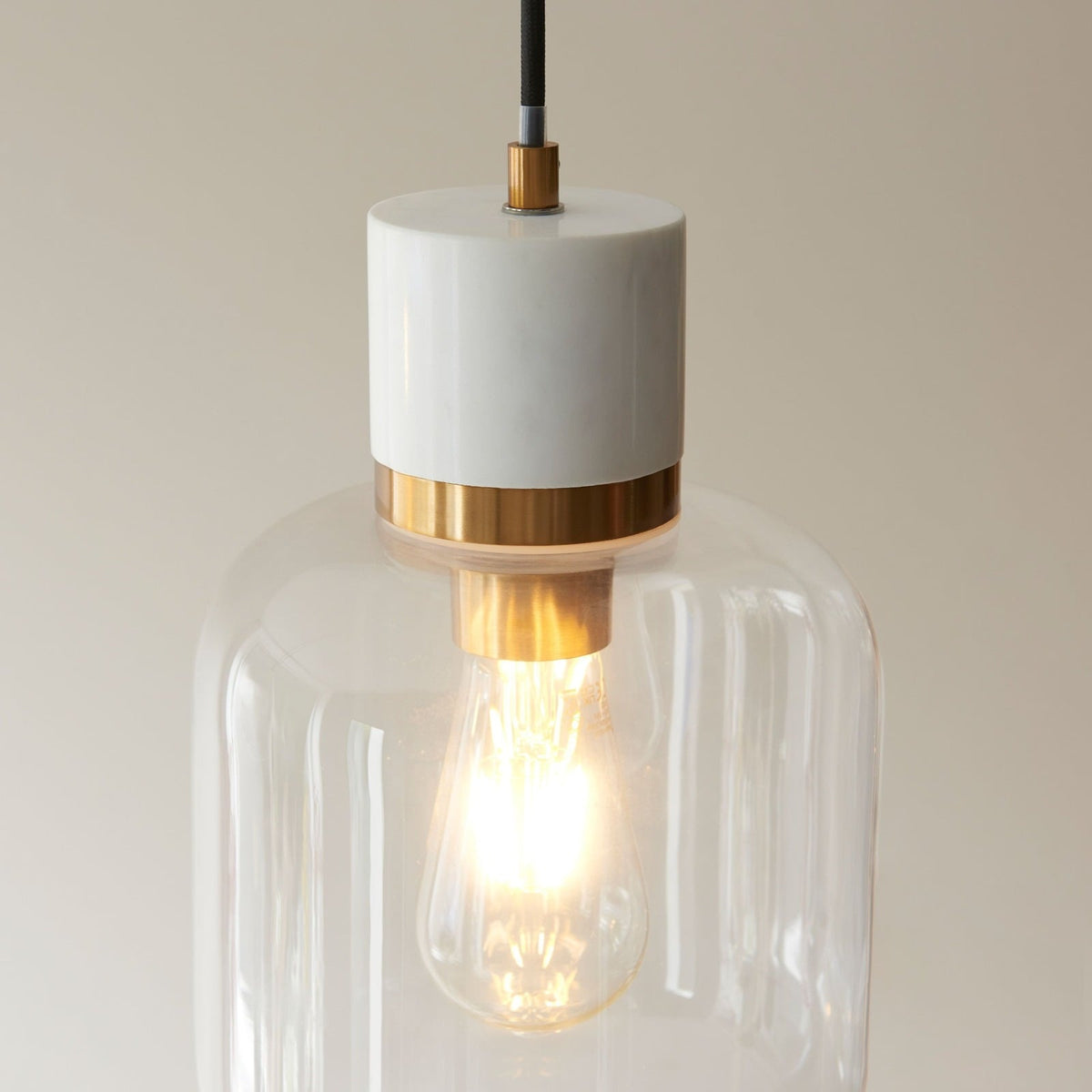 Tilbury Pendant Light in White Volakas Marble