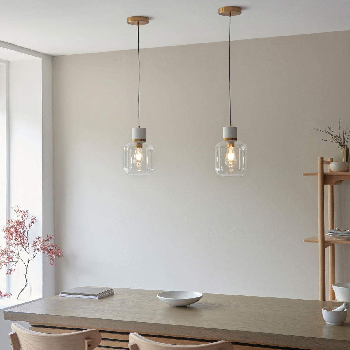 Tilbury Pendant Light in White Volakas Marble