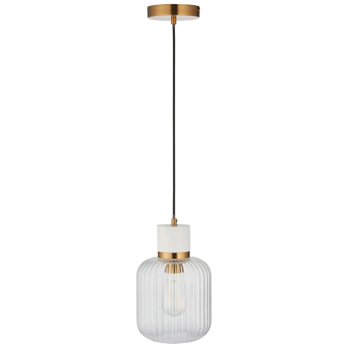 Tilbury Ribbed Pendant Light in White Volakas Marble