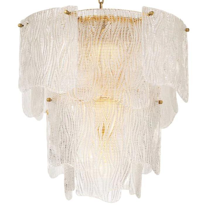 Chandelier Asinara Small in Antique Brass & Textured Glass