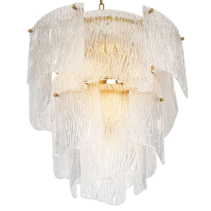 Chandelier Asinara Small in Antique Brass & Textured Glass