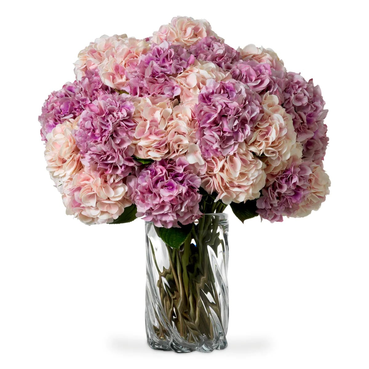 Bouquet of Hydrangeas Real Touch 48 Pieces in 2 Varieties in Pink