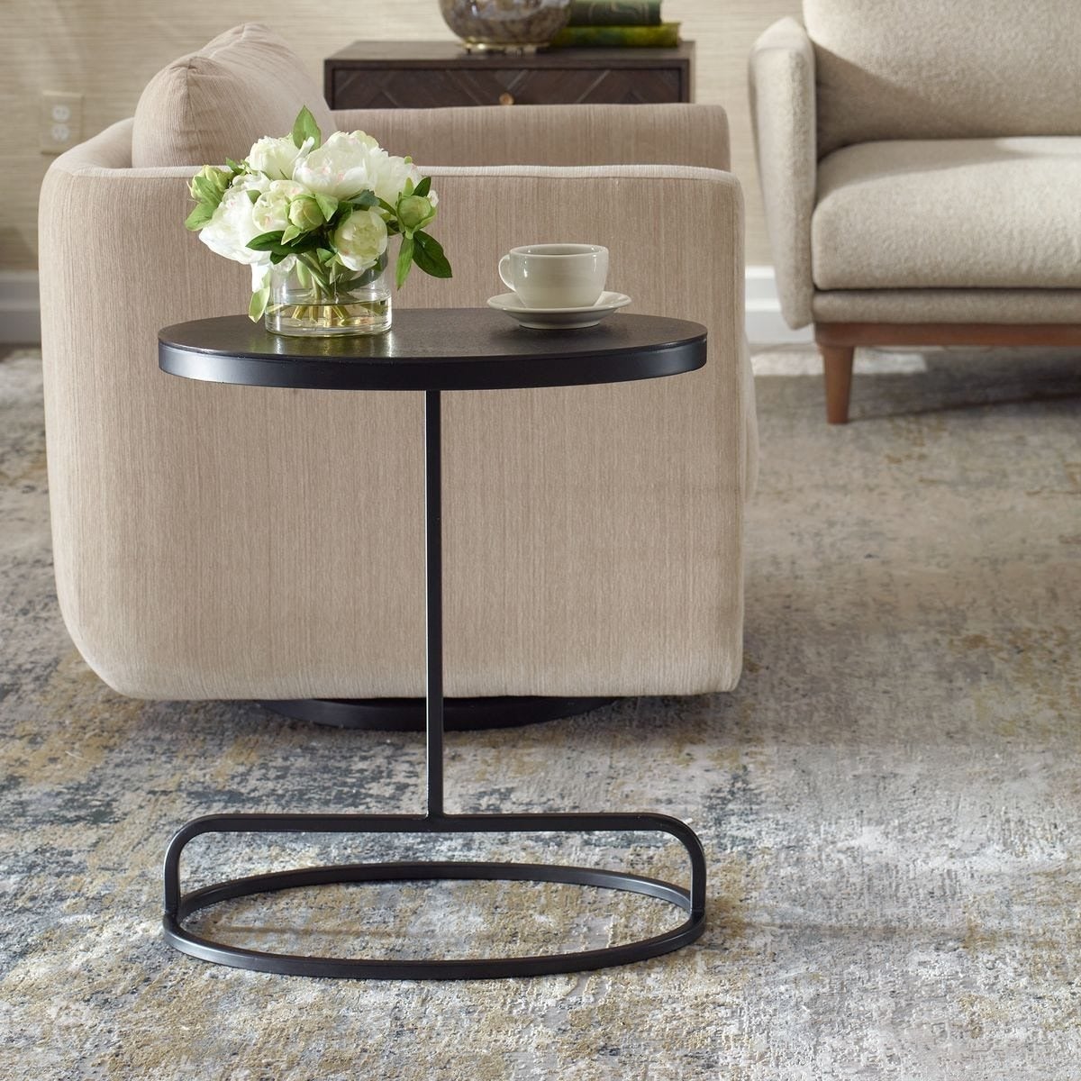Matisse Black Oval Side Table