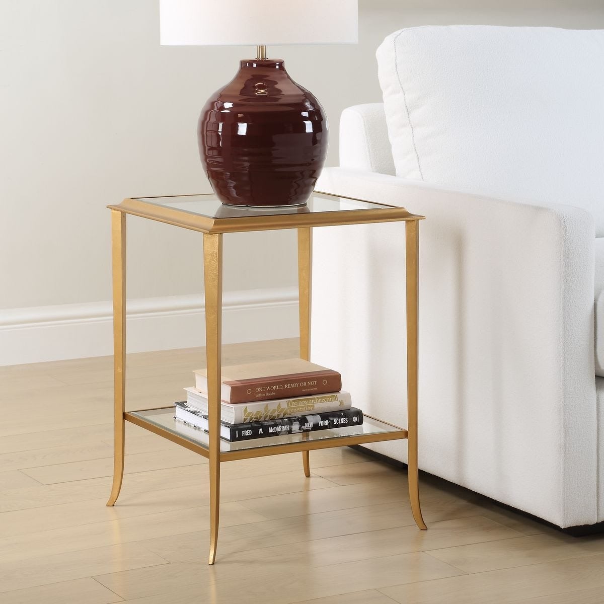 Austen Square Gold Leaf Side Table