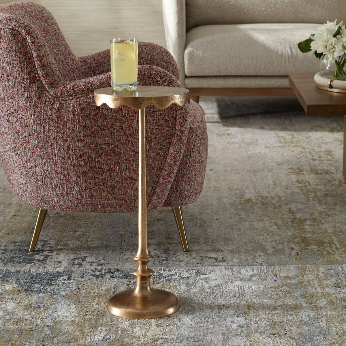 Octavia Antique Brass Side Table