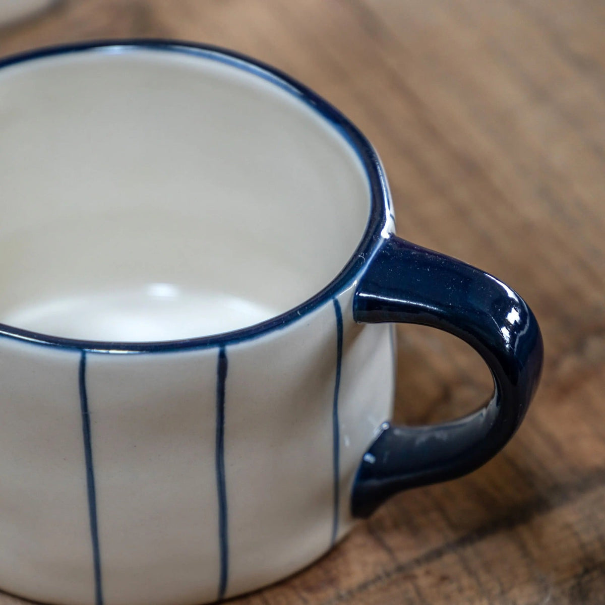 Organic Stripe Mug in Blue - Set of 4