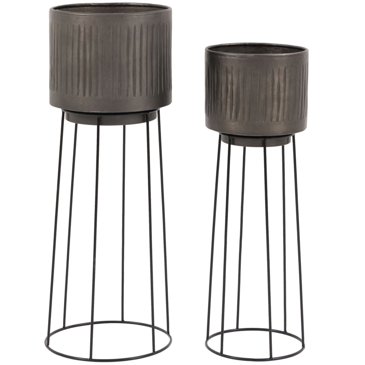Elda Planters in Pewter - Set of 2
