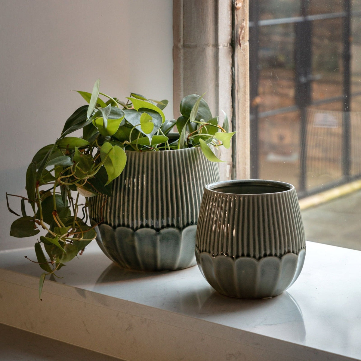 Elia Ceramic Planter in Green - Small