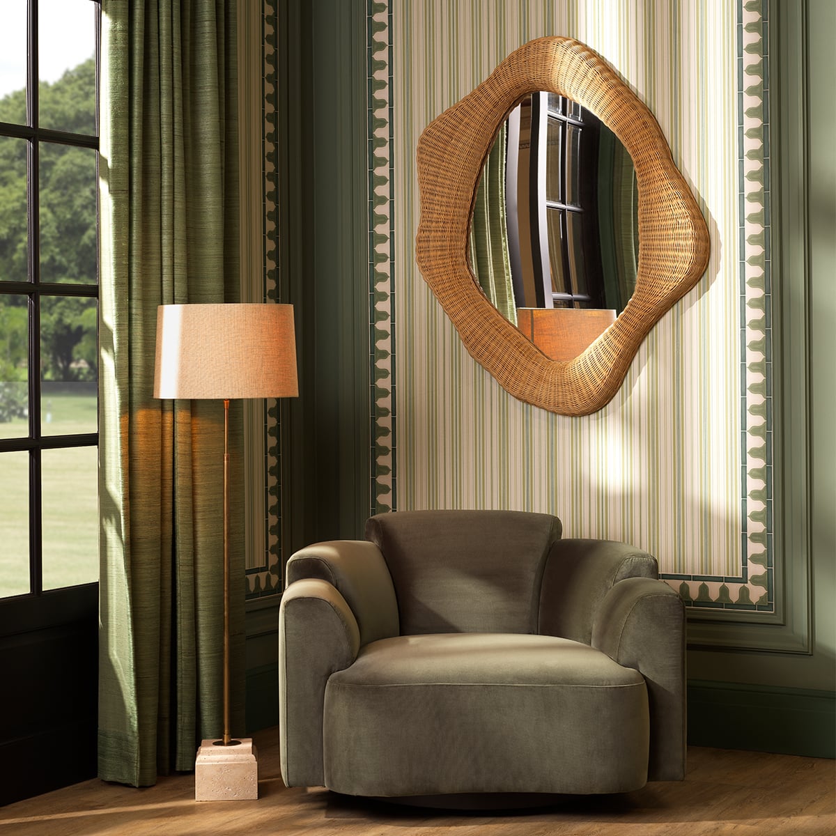 Marbella Swivel Chair in Olive