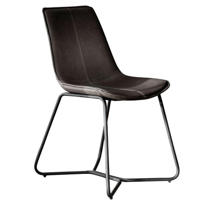 Industrial Dining Chair in Charcoal Black - Set of 2