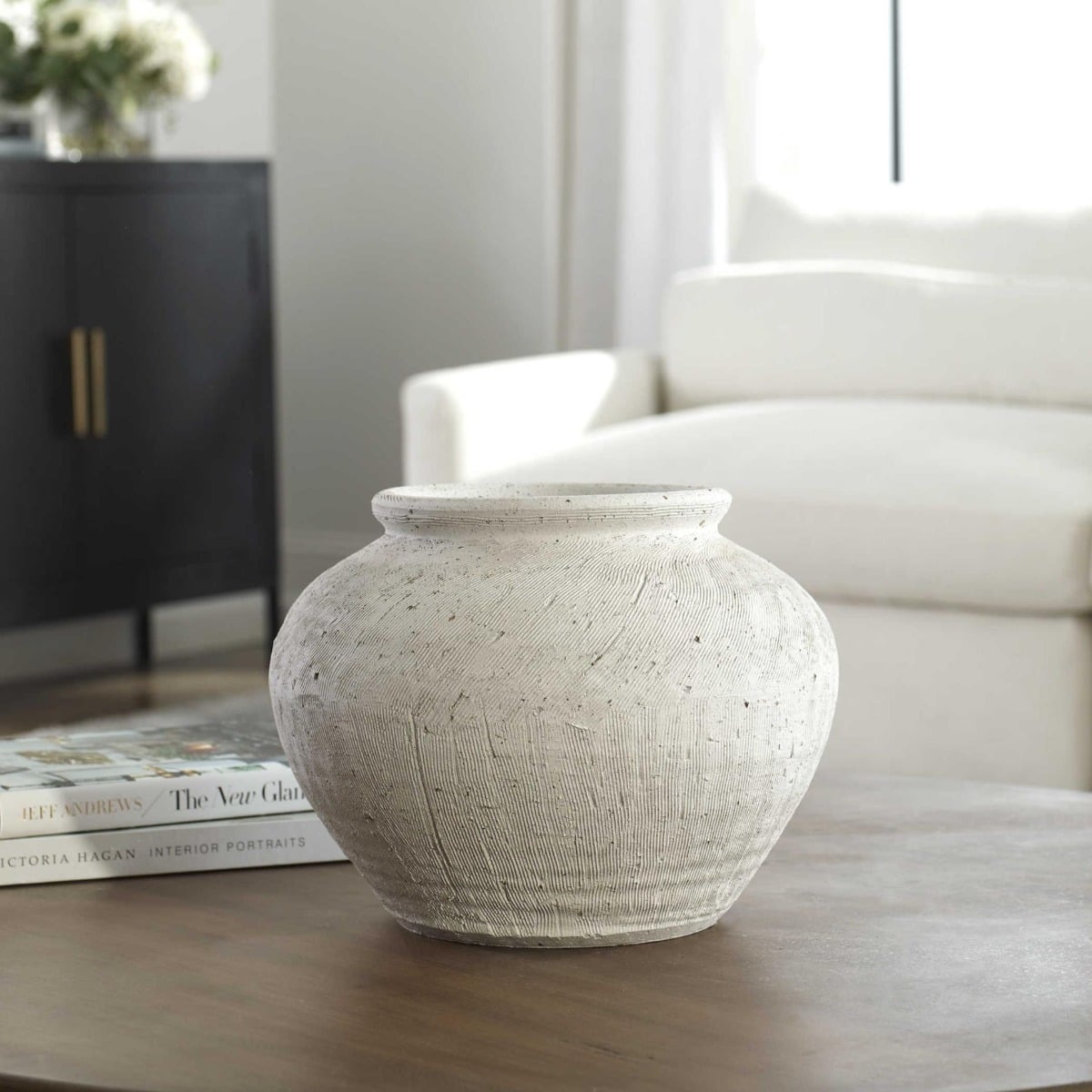 Floreana Round White Vase