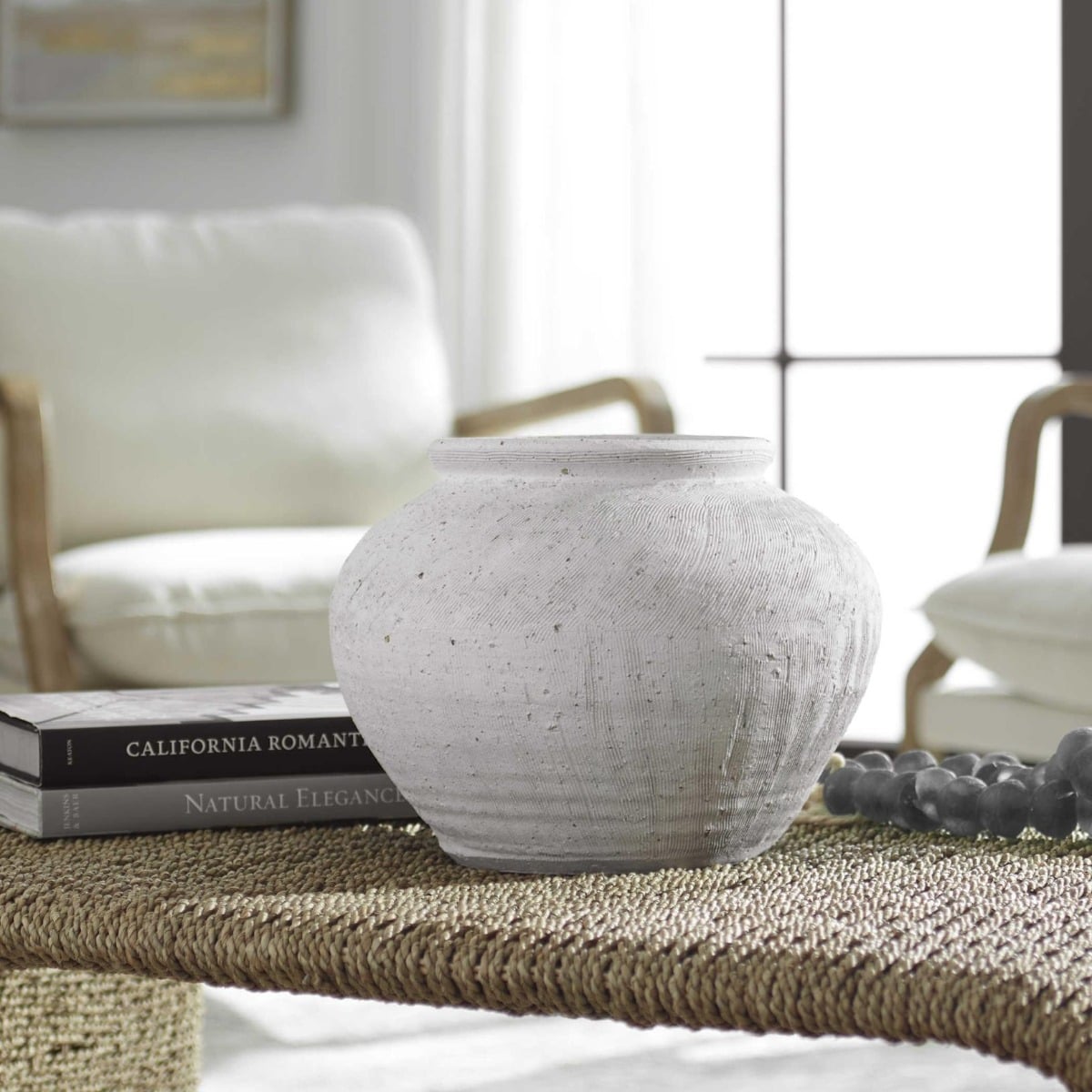 Floreana Round White Vase