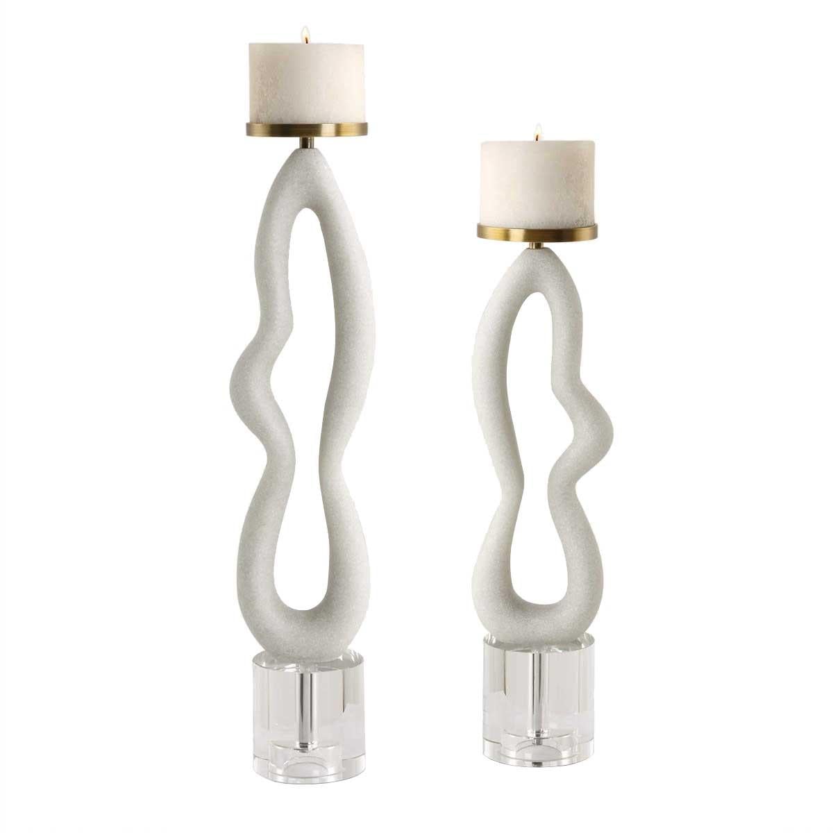 Feamelo Ivory Stone Candleholders, Set of 2