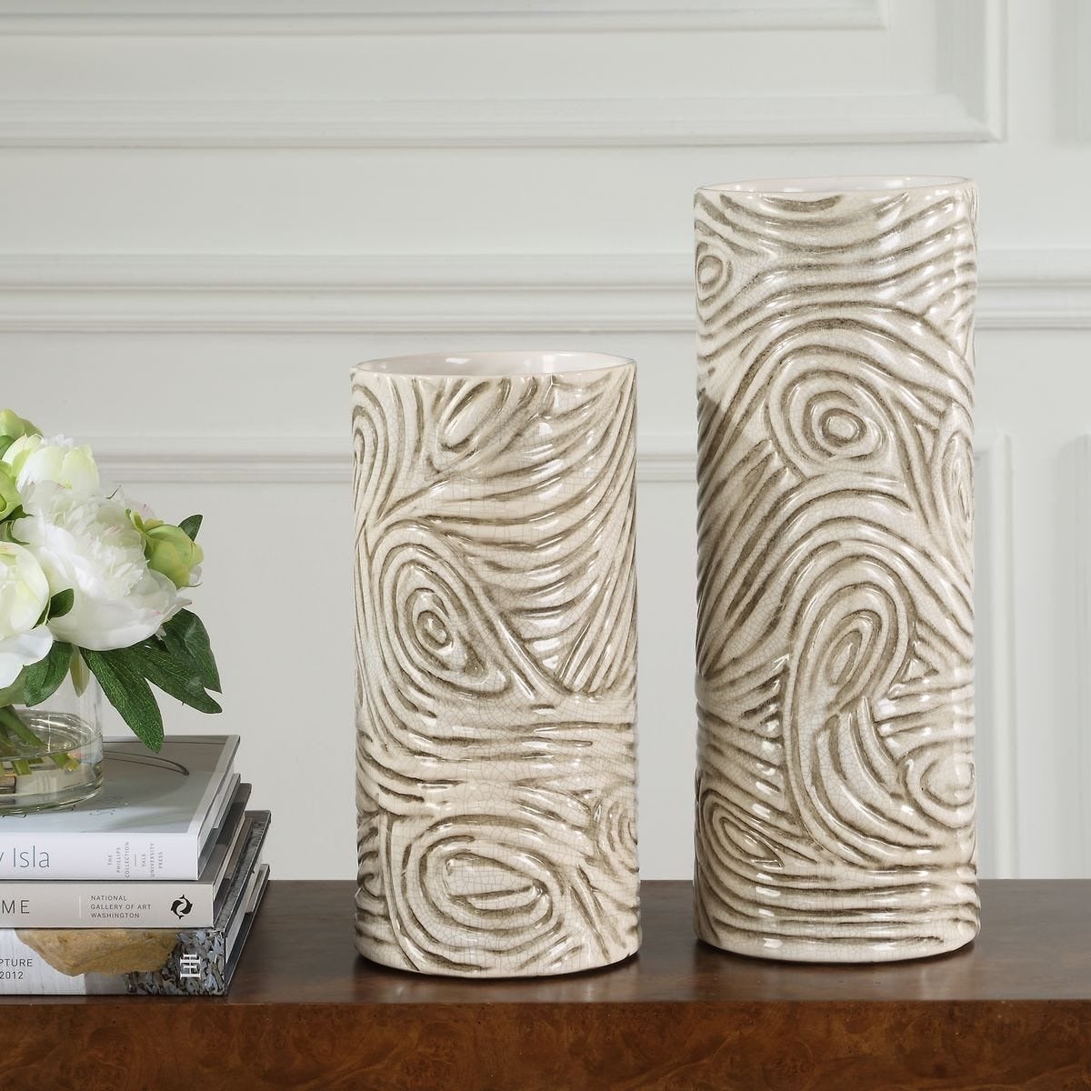 Timber Swirl Earth Tone Vases Set of 2