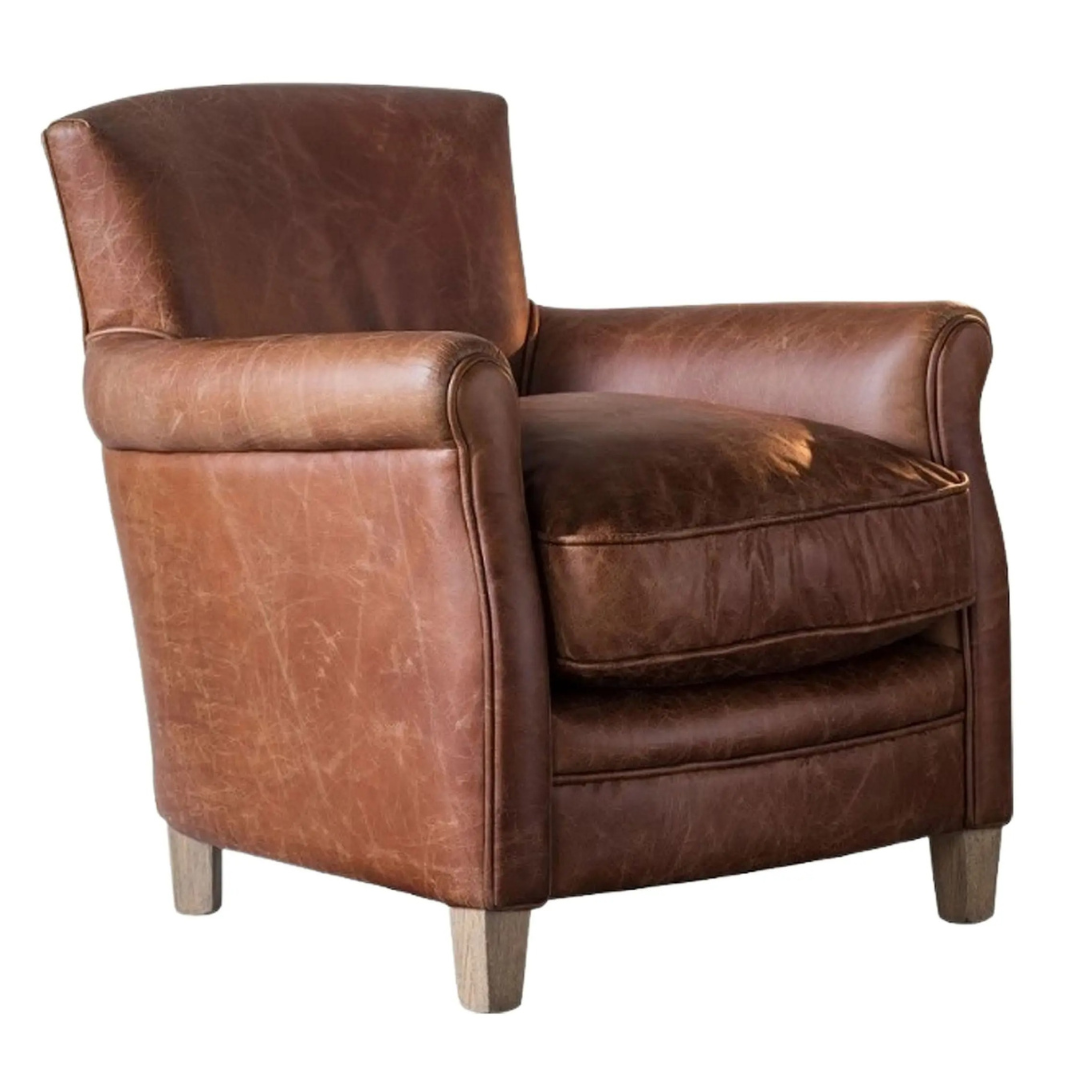 Ealing Armchair in Vintage Brown Leather
