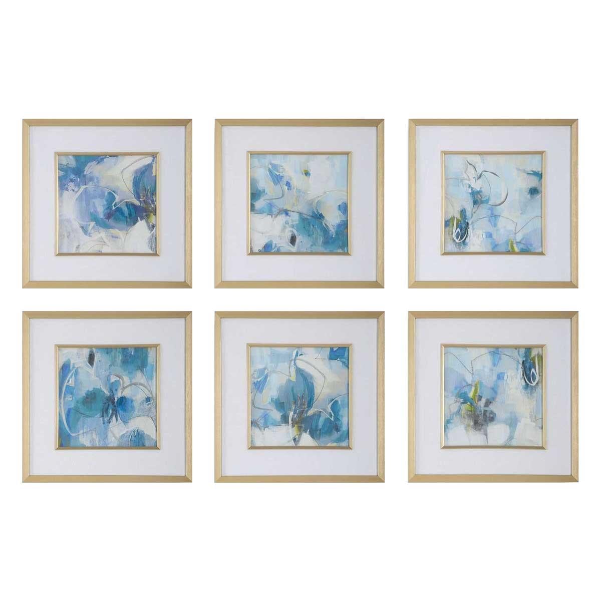 Fresh Start Blue Abstract Prints, Set of 6